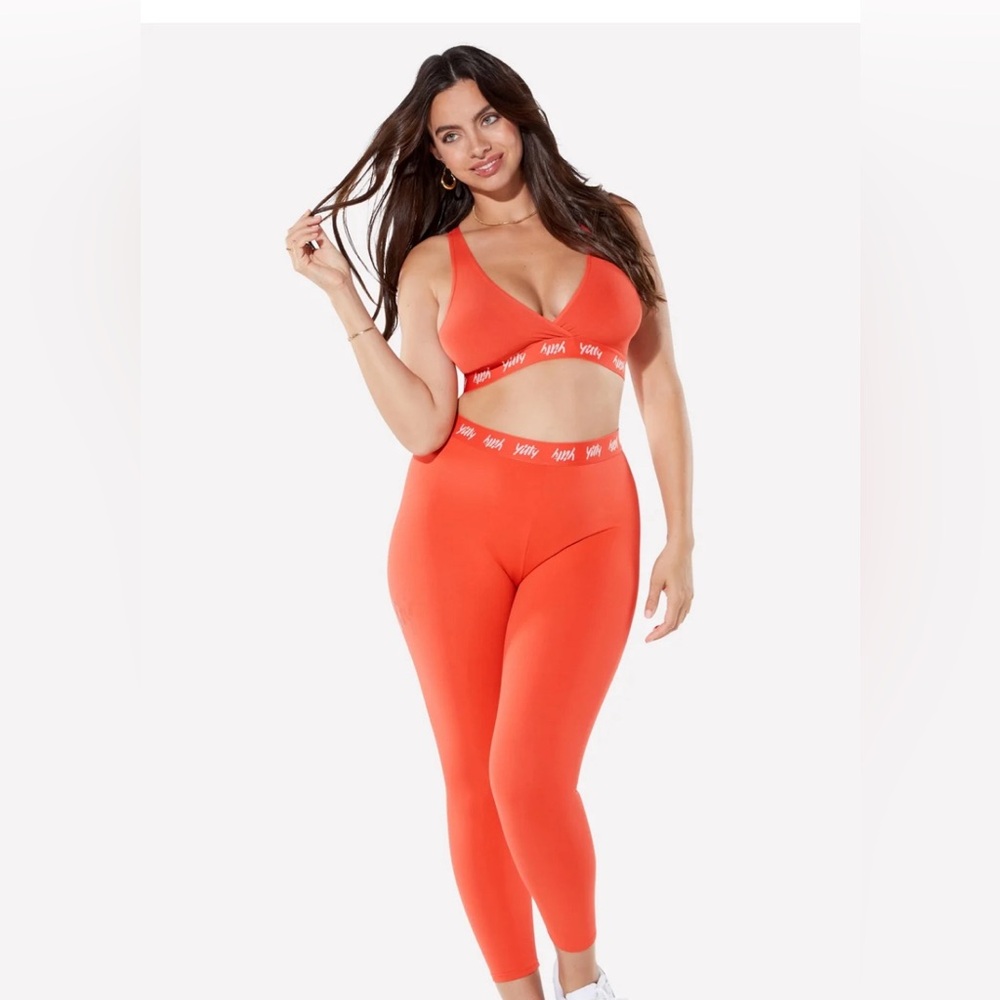 Fabletics Shaping High Waist Logo Legging 7/8 Orange